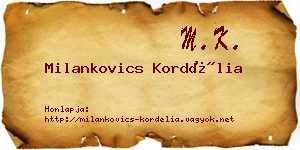 Milankovics Kordélia névjegykártya